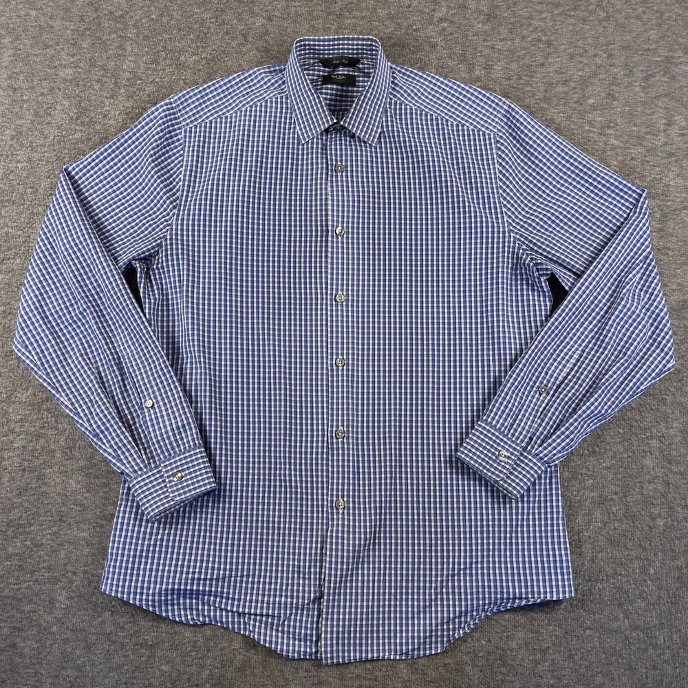 Paul Smith Dress Shirt Mens 16.5 Blue Gingham Byard Slim Fit Long Sleeve Italy
